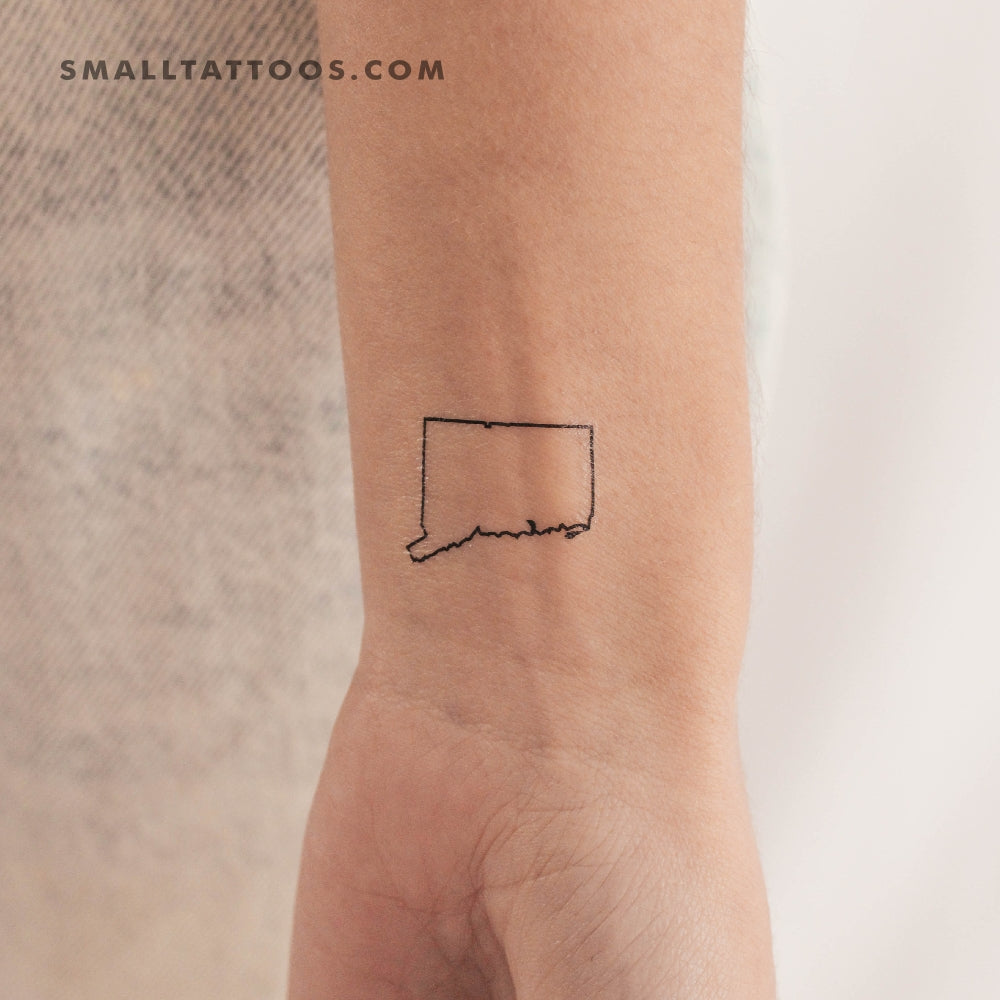 Connecticut Map Outline Temporary Tattoo (Set of 3)