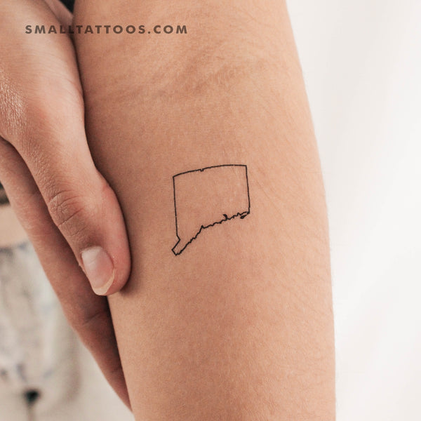 Connecticut Map Outline Temporary Tattoo (Set of 3)