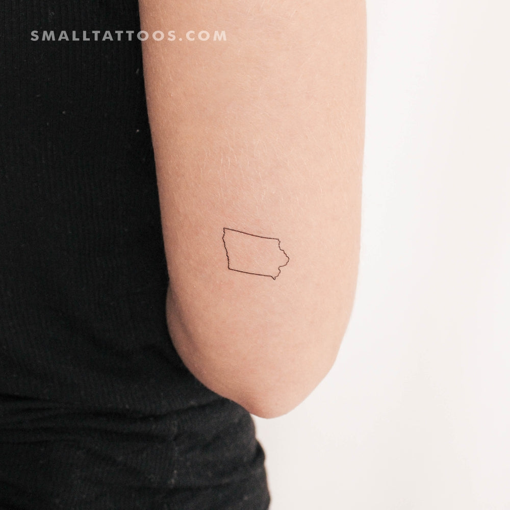 Iowa Map Outline Temporary Tattoo (Set of 3)