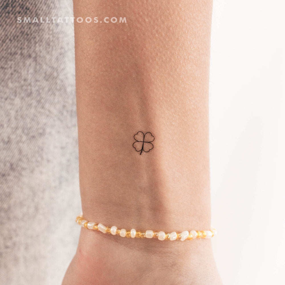 Minimalist Four Leaf Clover Temporary Tattoo (Set of 3)