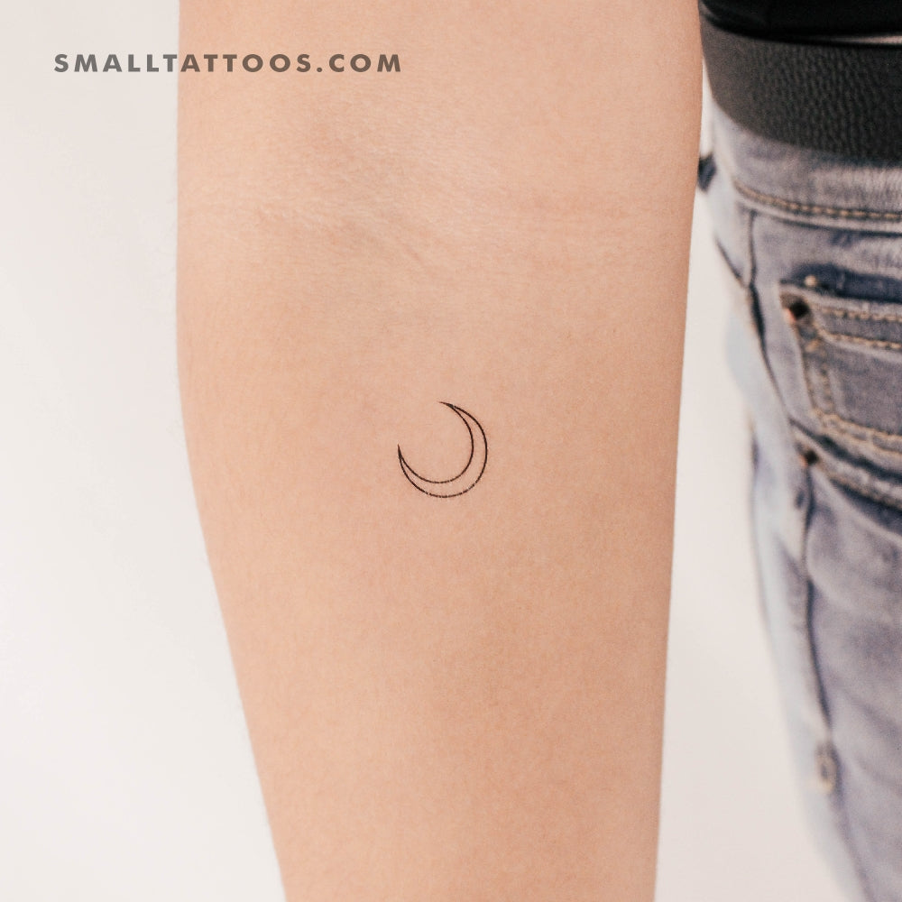 Moon Crescent Outline Temporary Tattoo (Set of 3)