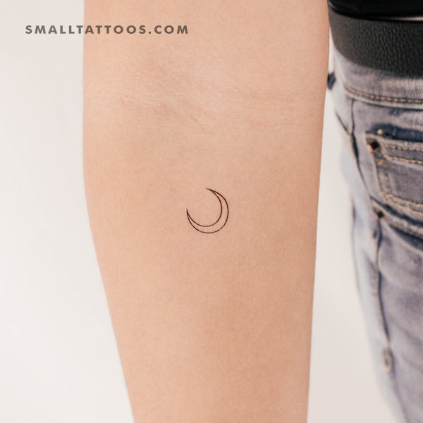 Moon Crescent Outline Temporary Tattoo (Set of 3)