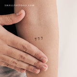 Small 777 Angel Number Temporary Tattoo (Set of 3)