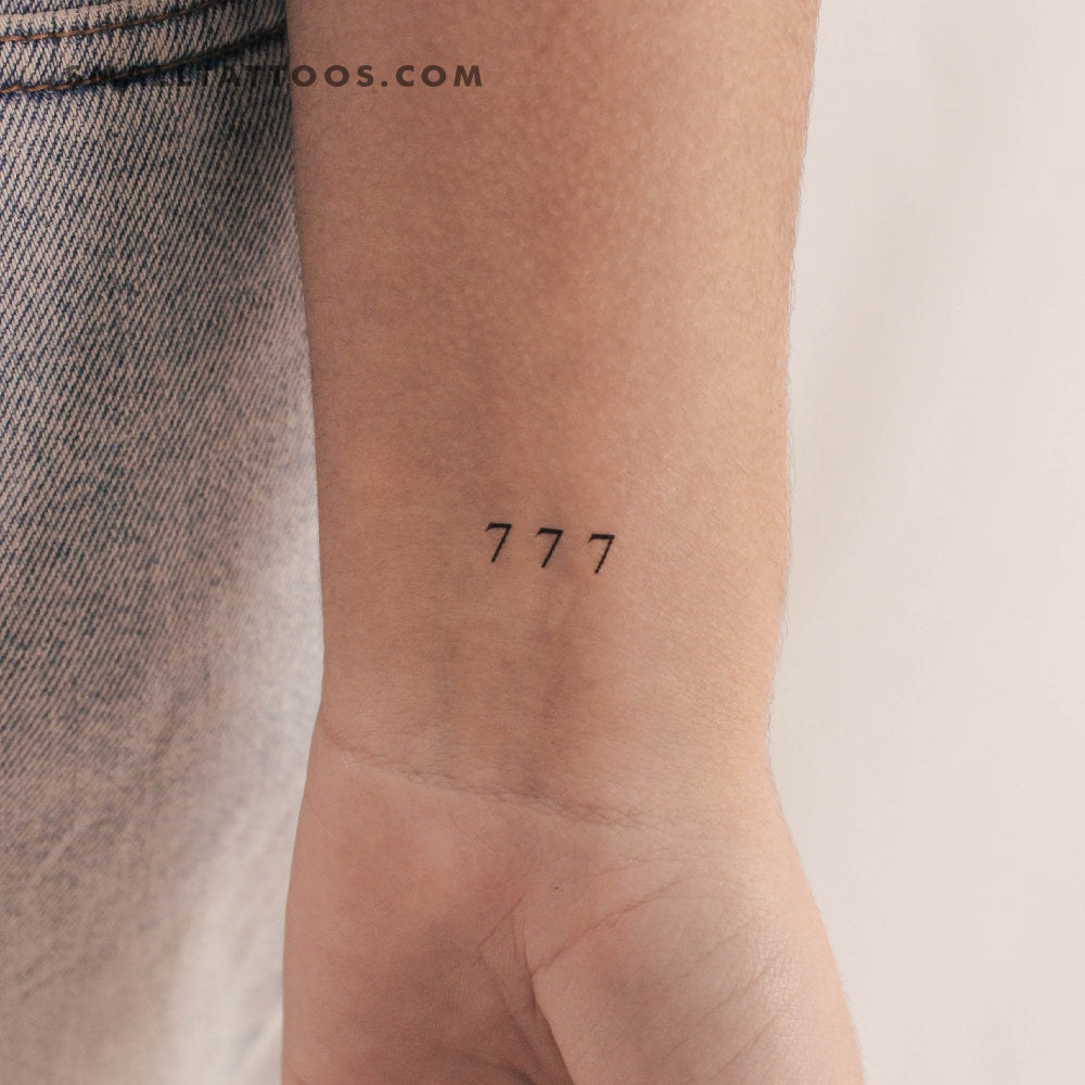 Small 777 Angel Number Temporary Tattoo (Set of 3)