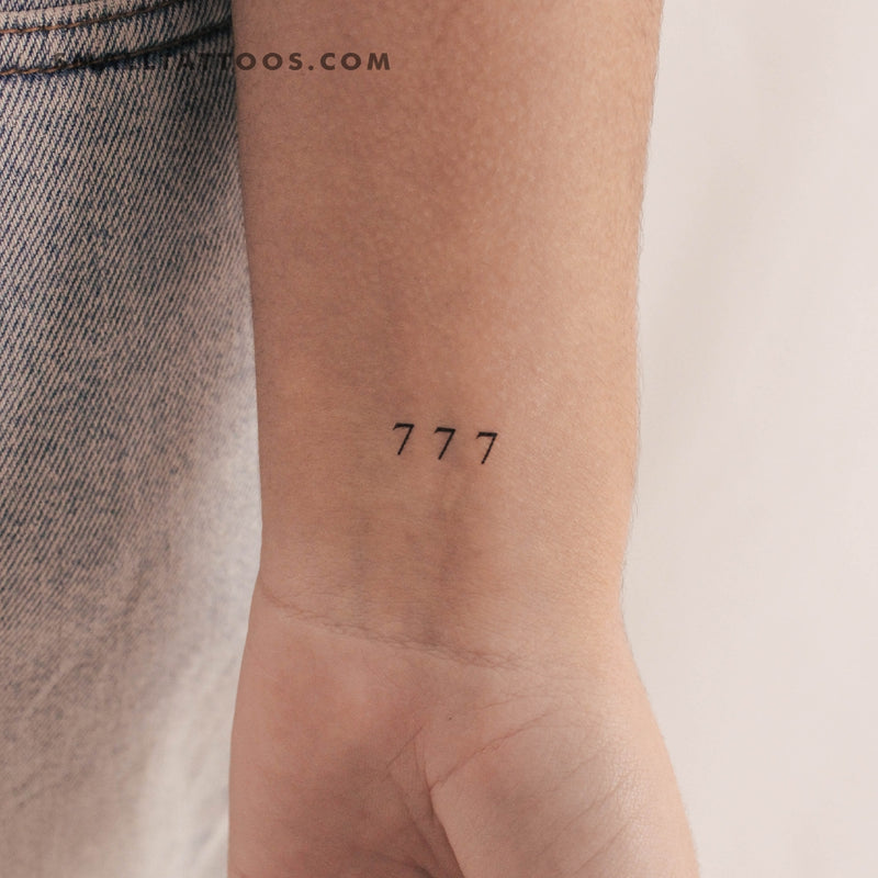Small 777 Angel Number Temporary Tattoo (Set of 3)