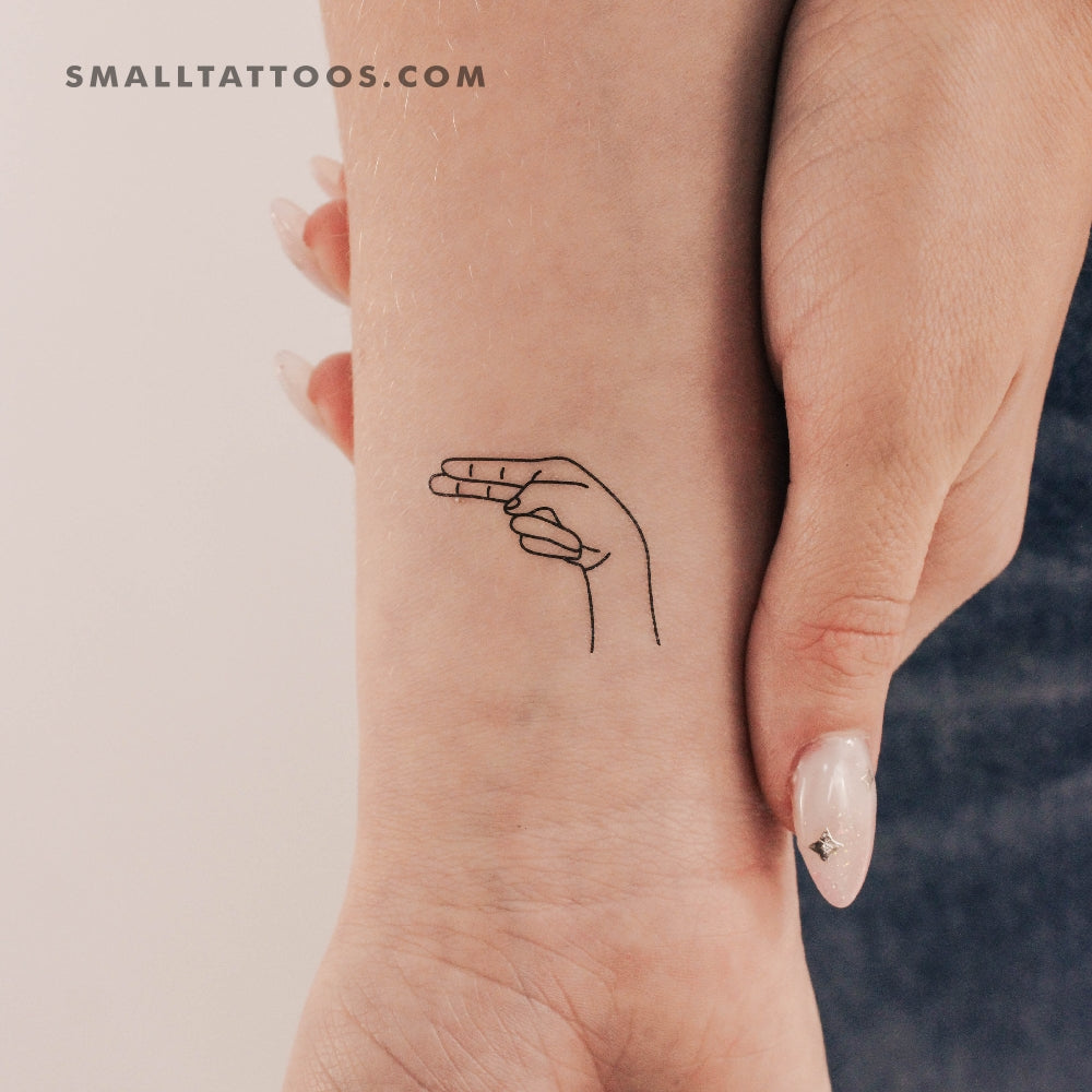 Tatuaje temporal de lenguaje de señas H (juego de 3)
