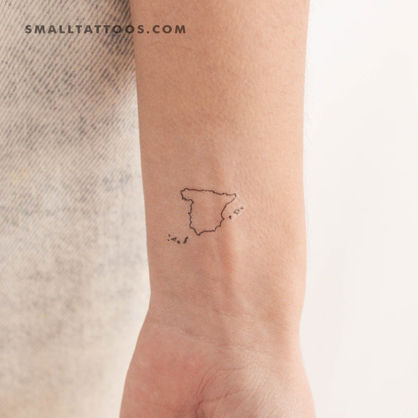Spain Map Outline Temporary Tattoo (Set of 3)