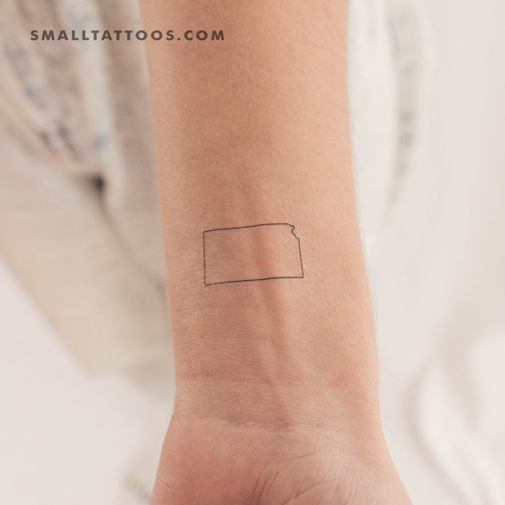 Kansas Map Outline Temporary Tattoo (Set of 3)