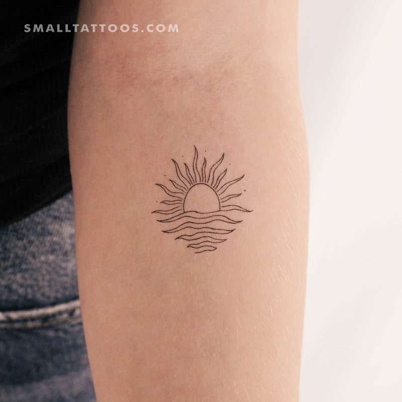 Small Shining Sun Temporary Tattoo - Set of 3 – Little Tattoos