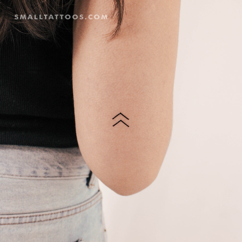 Tatuaje temporal minimalista de flecha y chevrón (juego de 3)