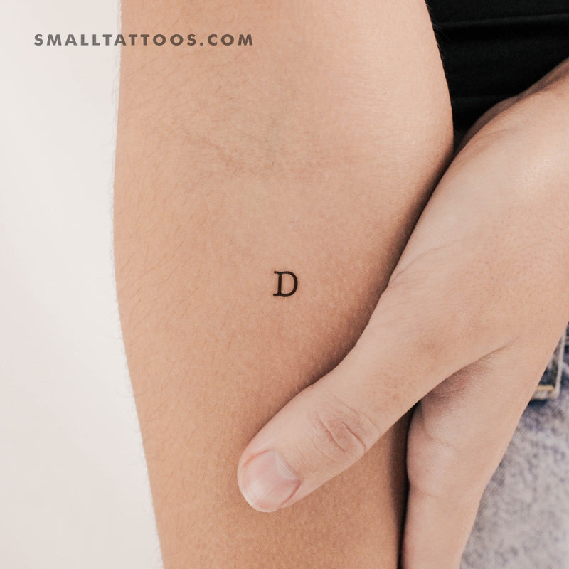 D Uppercase Typewriter Letter Temporary Tattoo (Set of 3)
