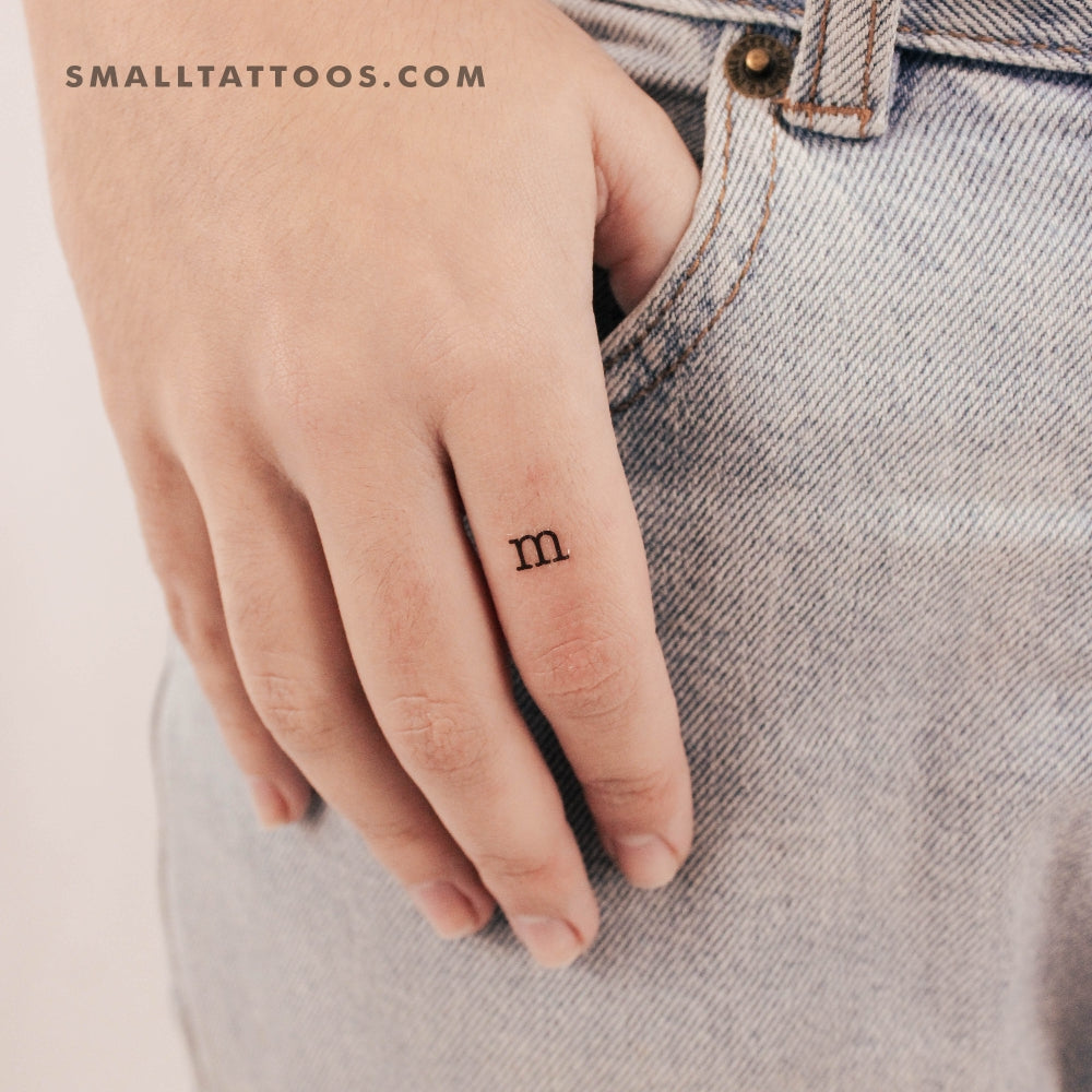 M Lowercase Typewriter Letter Temporary Tattoo (Set of 3)