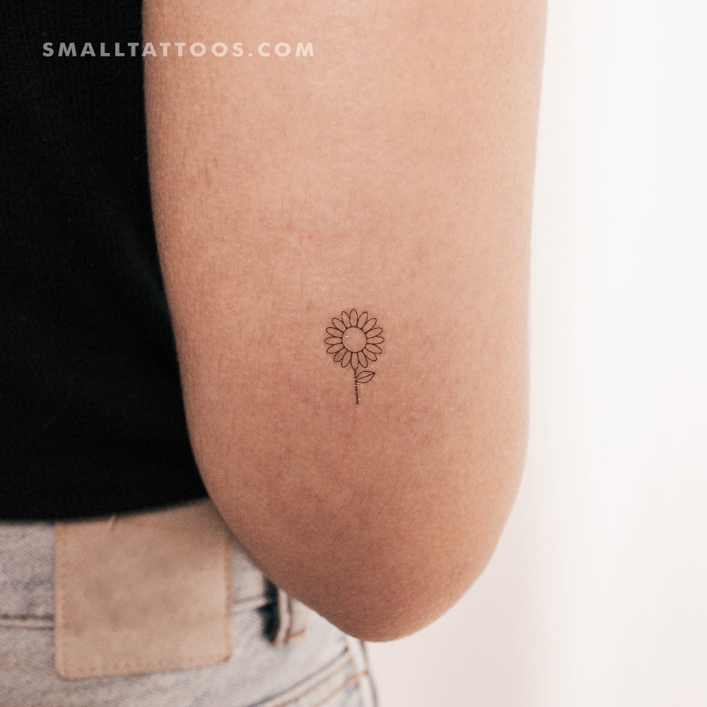 Tatuaje temporal minimalista de girasol (juego de 3)