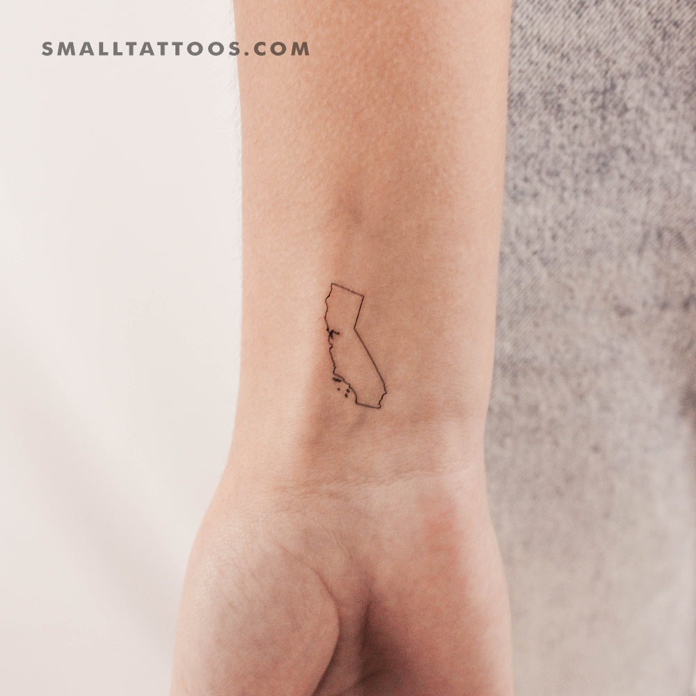 California Map Outline Temporary Tattoo - Set of 3
