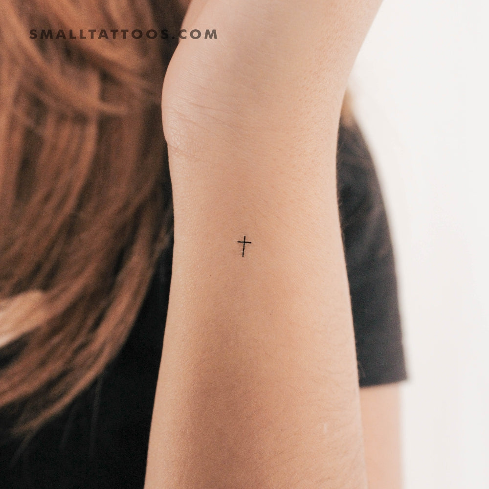 Tatuaje temporal de cruz minimalista diminuta (juego de 3)