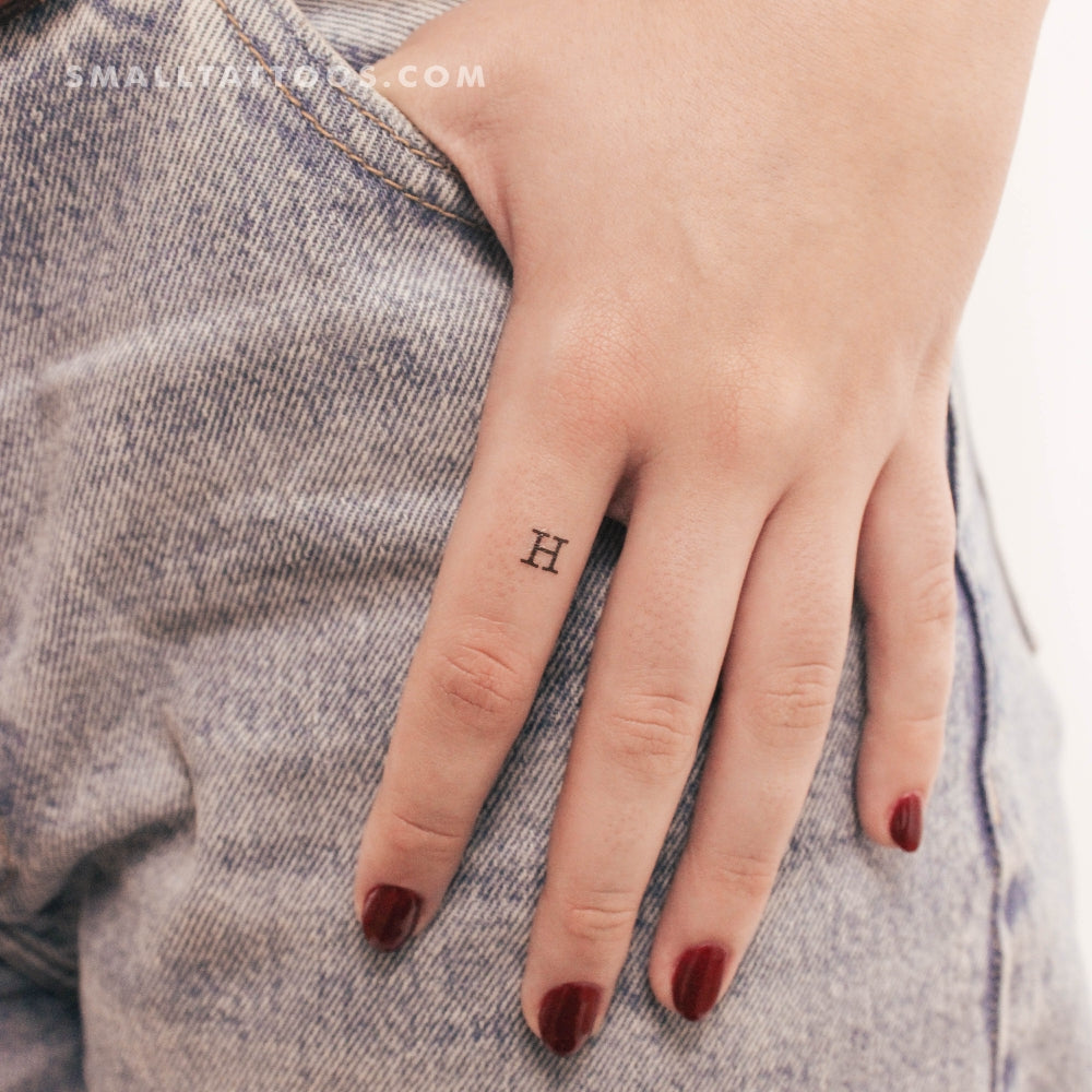 H Uppercase Typewriter Letter Temporary Tattoo (Set of 3)