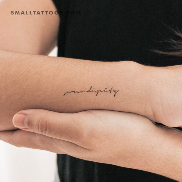 Handwritten Font 'Serendipity' Temporary Tattoo (Set of 3)