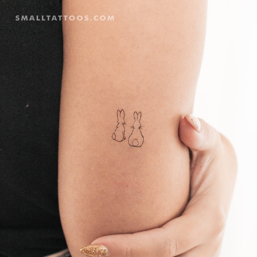 Tatuaje temporal de pareja de conejos (juego de 3)