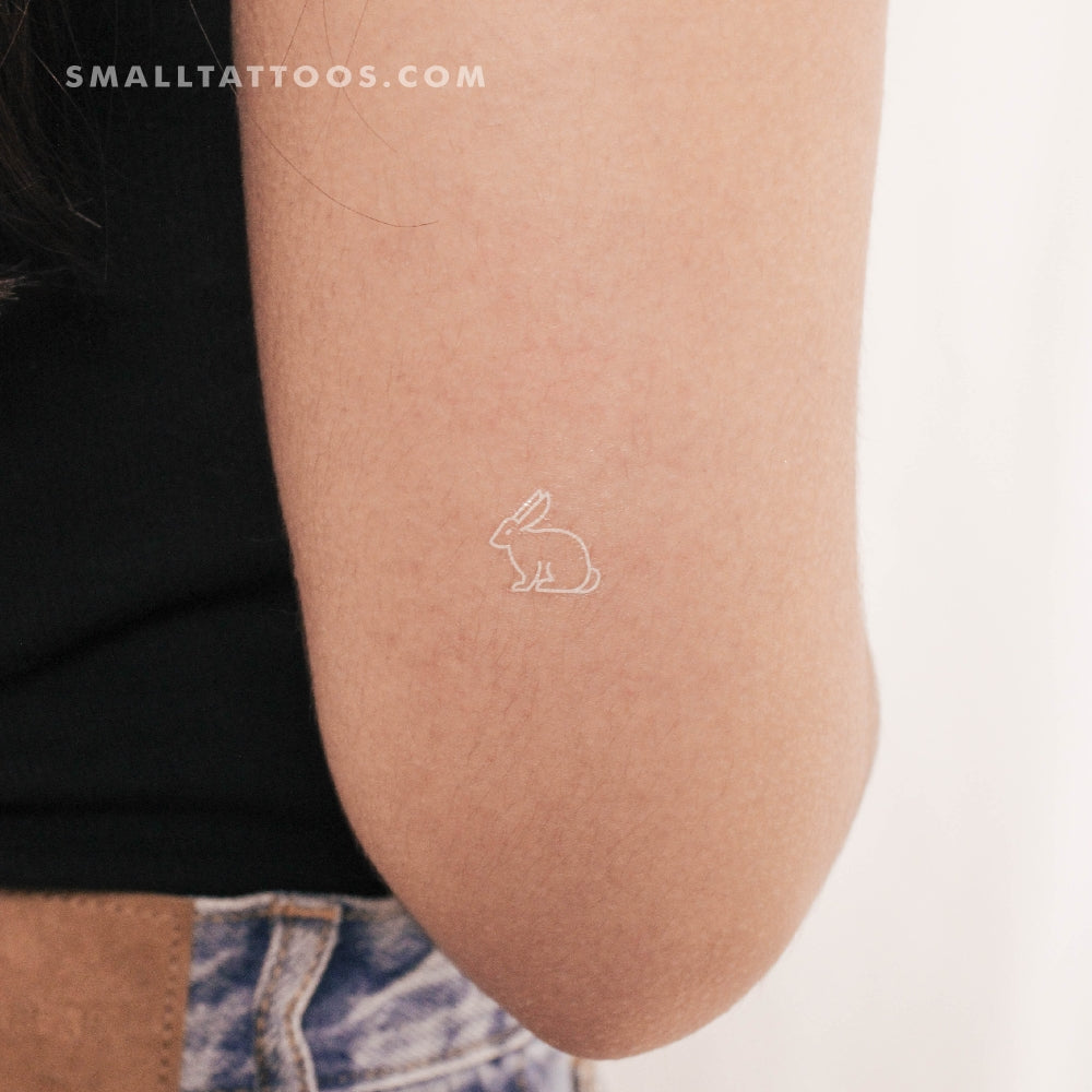 Tatuaje temporal de conejo en tinta blanca (juego de 3)
