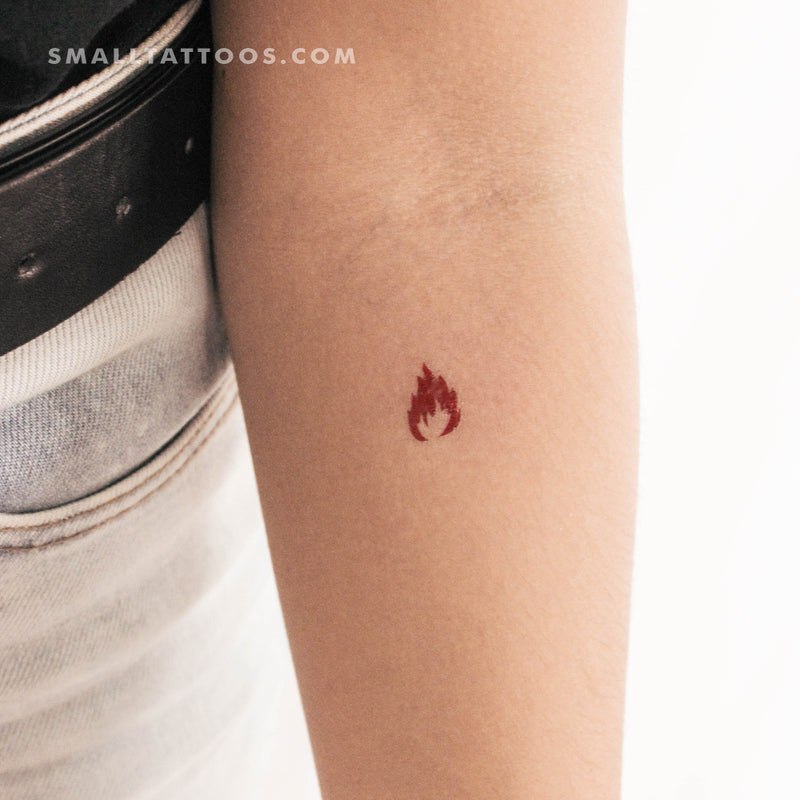 Small Red Fire Flame Temporary Tattoo - Set of 3