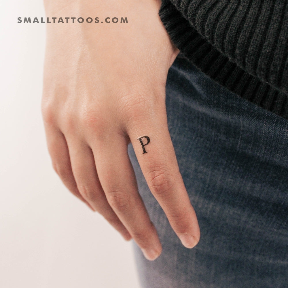 P Uppercase Serif Letter Temporary Tattoo (Set of 3)