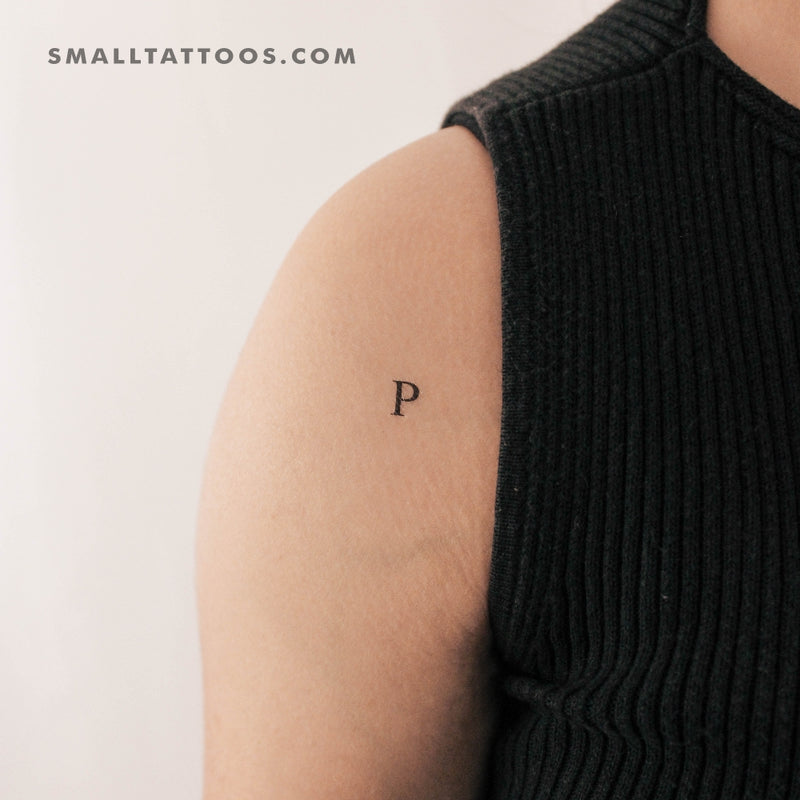 P Uppercase Serif Letter Temporary Tattoo (Set of 3)