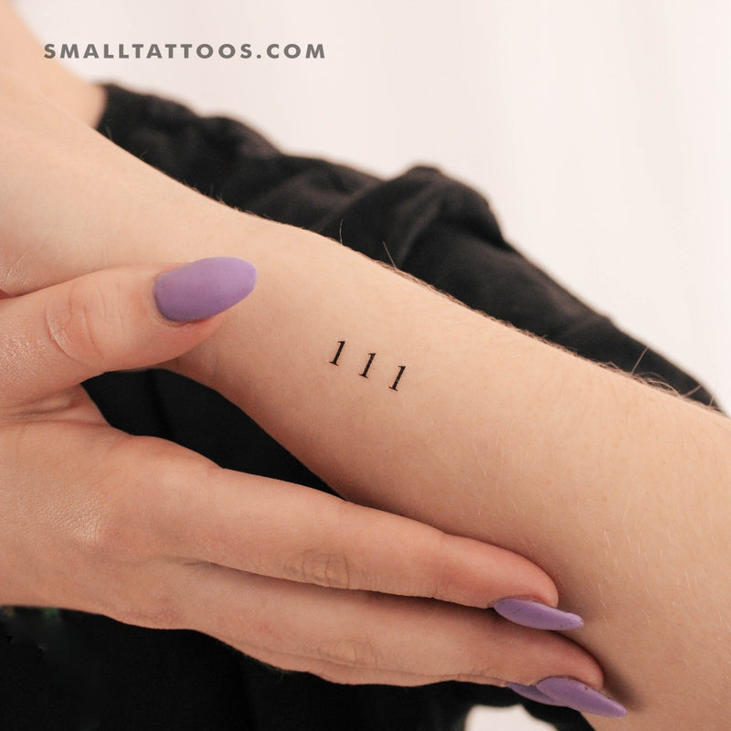 Small 111 Angel Number Temporary Tattoo (Set of 3)