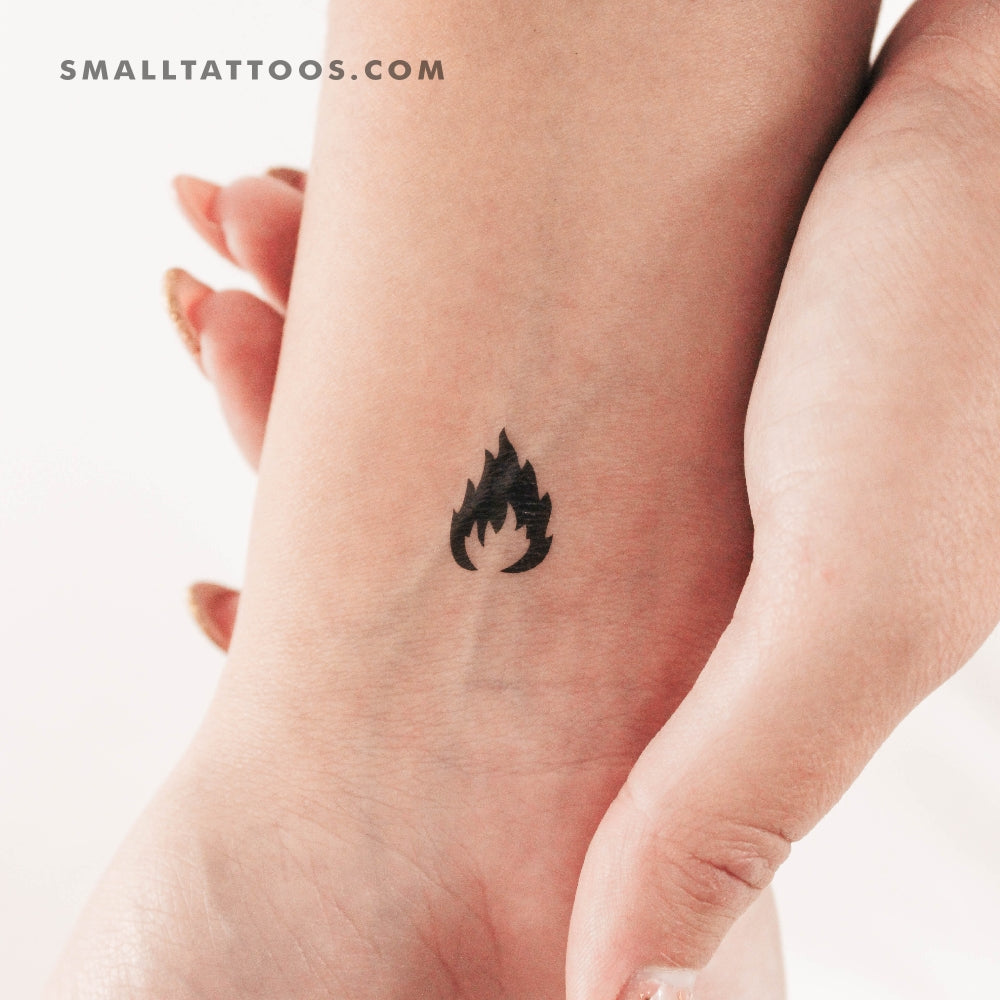 Tatuaje temporal de llama de fuego negra (juego de 3)