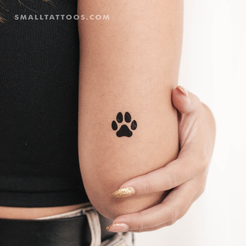 Fine Line Dog Paw Print Temporary Tattoo - Set of 3 – Tatteco
