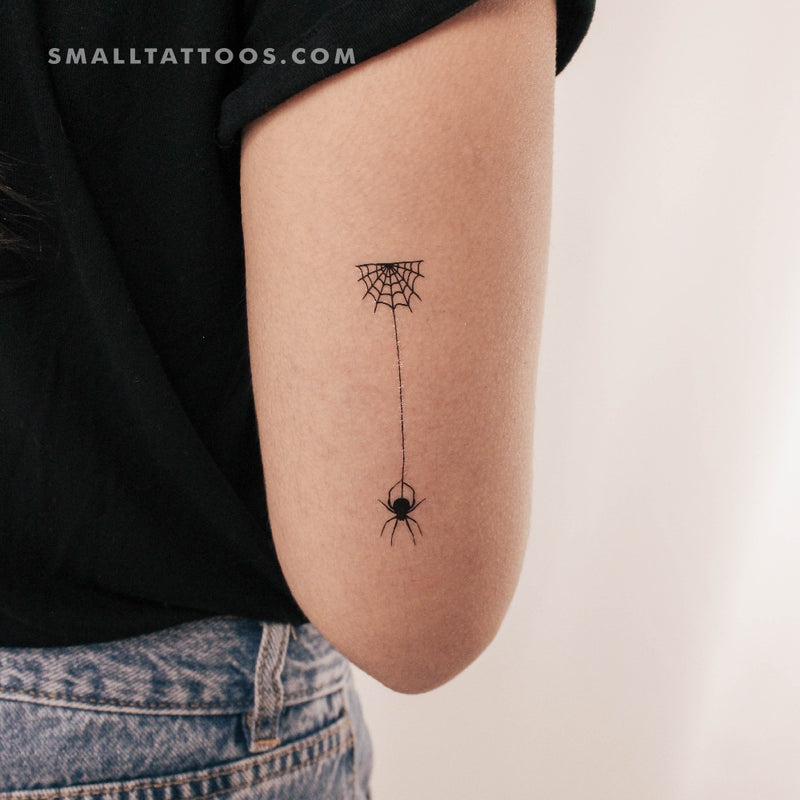 spider plant tattoo Spiderweb Hanging Spider Temporary Tattoo (Set of 3) – Small Tattoos