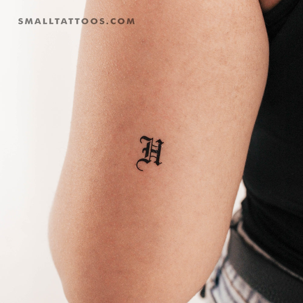 Tatuaje temporal de la letra H mayúscula estilo gótico (juego de 3)