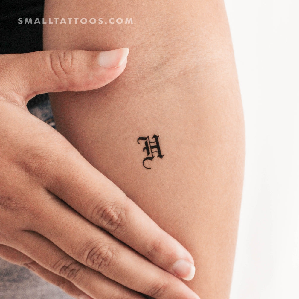 Tatuaje temporal de la letra H mayúscula estilo gótico (juego de 3)