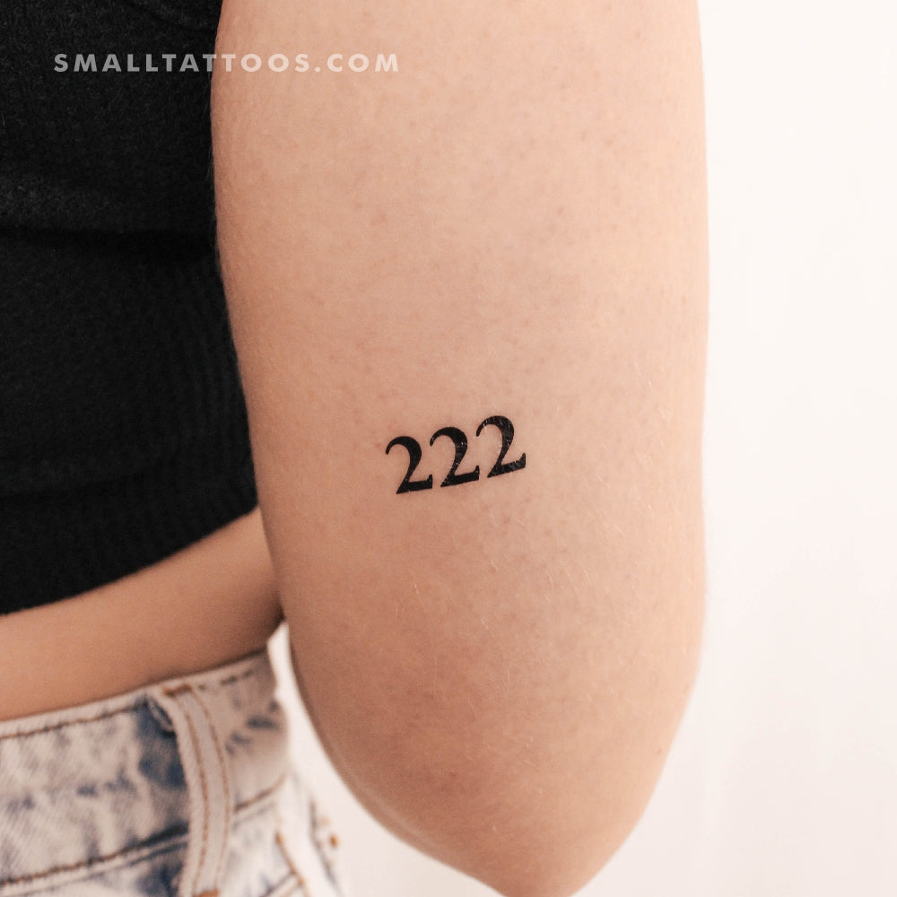 Tatuaje temporal del número angelical 222 (juego de 3)