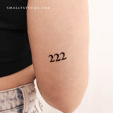 222 Angel Number Temporary Tattoo (Set of 3)