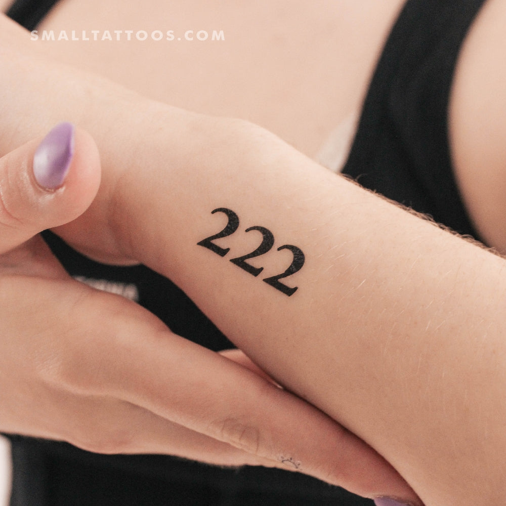 Tatuaje temporal del número angelical 222 (juego de 3)