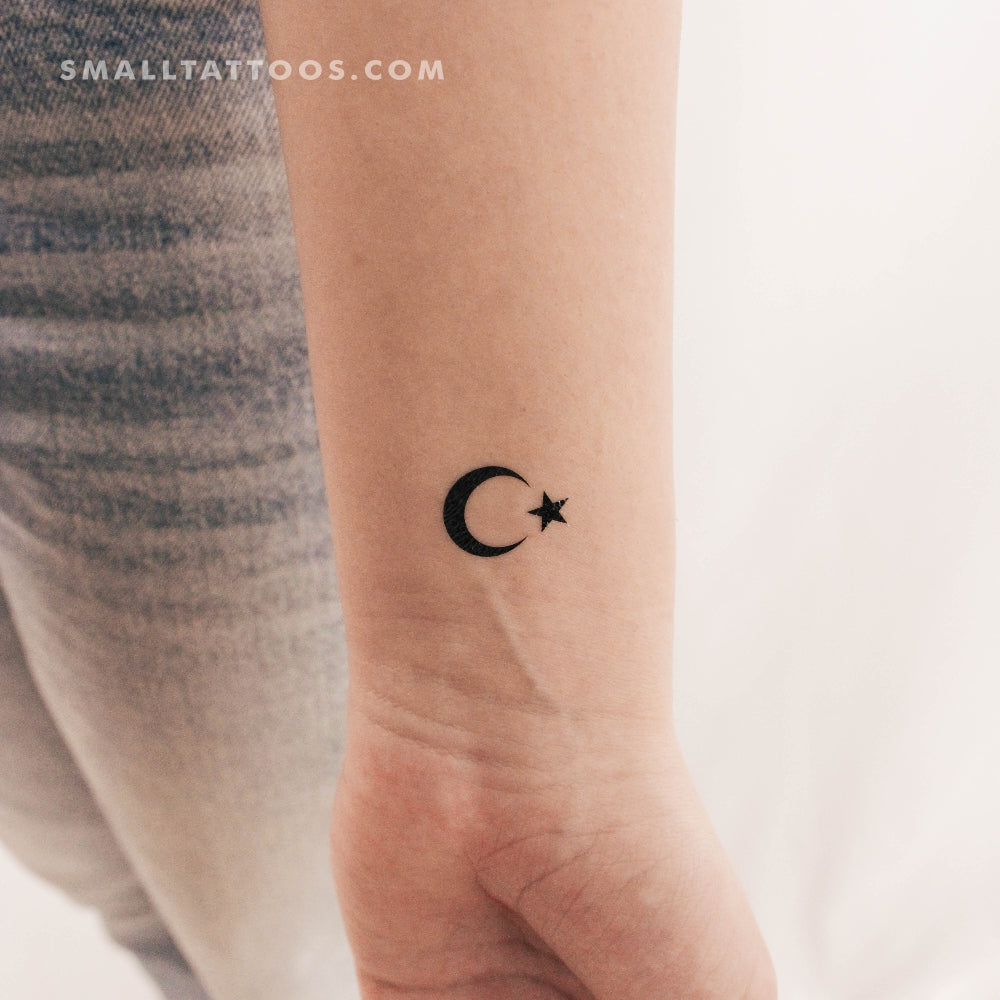 Tatuaje temporal de estrella y media luna (juego de 3)