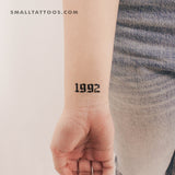 Gothic 1992 Birth Year Temporary Tattoo - Set of 3