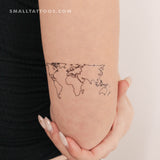 World Map Tattoo Temporary Tattoo (Set of 3)