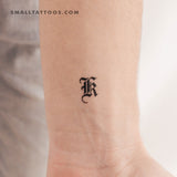 Gothic Style Uppercase K Letter Temporary Tattoo (Set of 3)