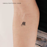 Gothic Style Uppercase M Letter Temporary Tattoo (Set of 3)