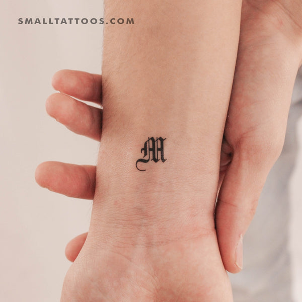 Gothic Style Uppercase M Letter Temporary Tattoo (Set of 3)