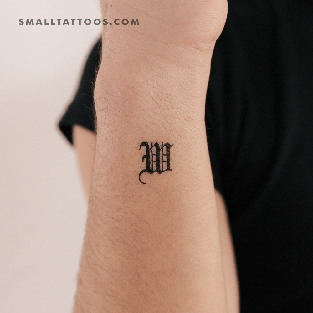 Tatuaje temporal de la letra W mayúscula estilo gótico (juego de 3)