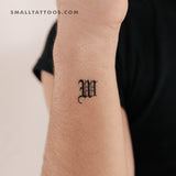 Gothic Style Uppercase W Letter Temporary Tattoo (Set of 3)