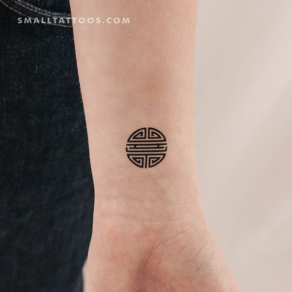 Tatuaje temporal del símbolo de longevidad Shou - Juego de 3