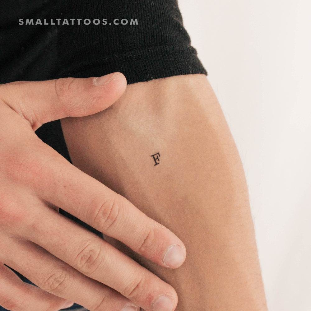F Uppercase Typewriter Letter Temporary Tattoo (Set of 3)