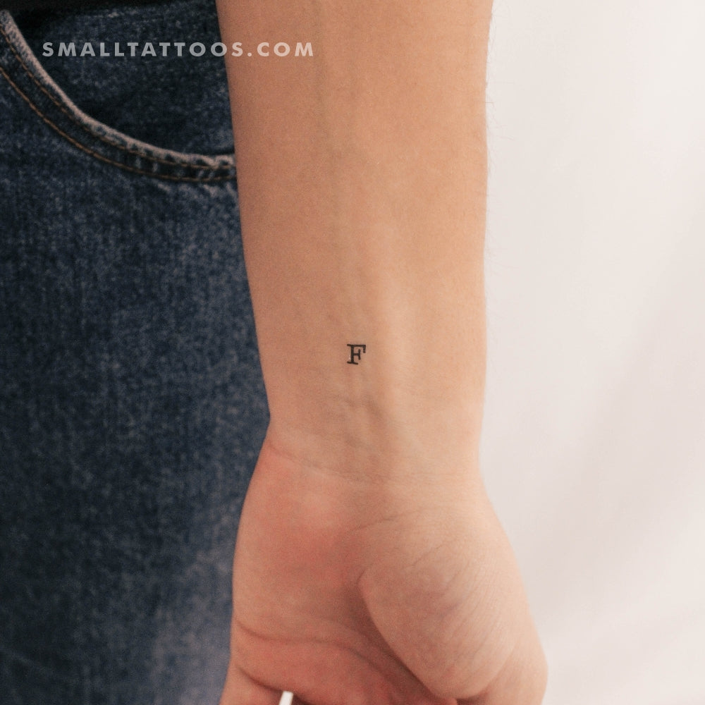 F Uppercase Typewriter Letter Temporary Tattoo (Set of 3)