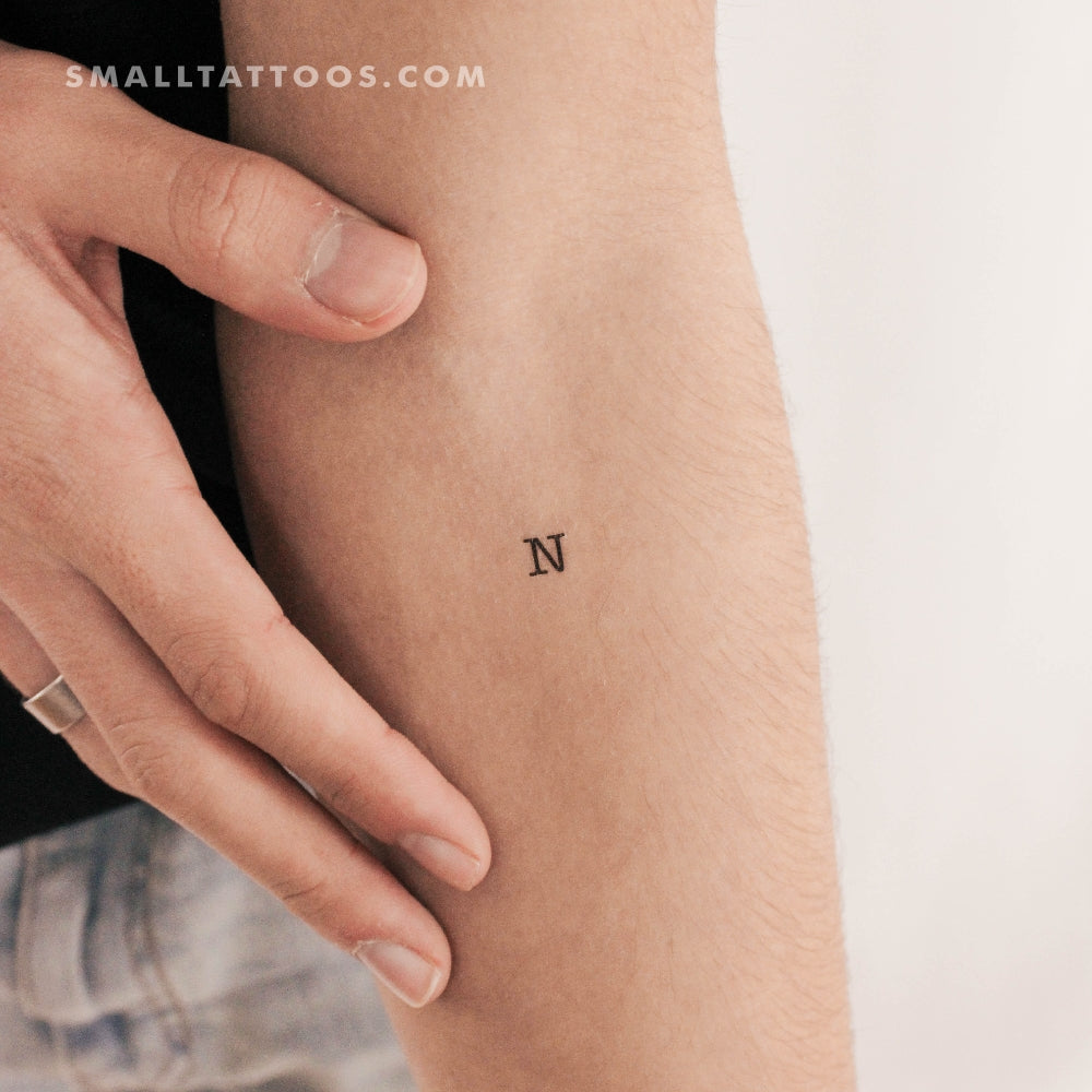 N Uppercase Typewriter Letter Temporary Tattoo (Set of 3)