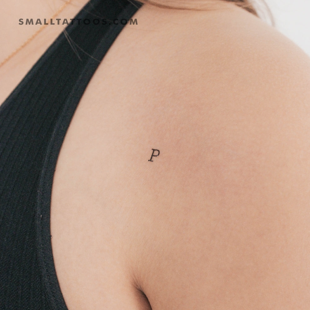 P Uppercase Typewriter Letter Temporary Tattoo (Set of 3)