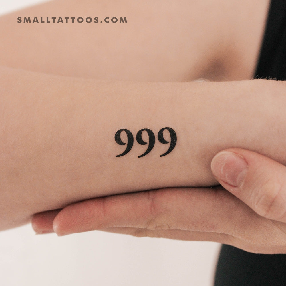 Tatuaje temporal del número angelical 999 (juego de 3)