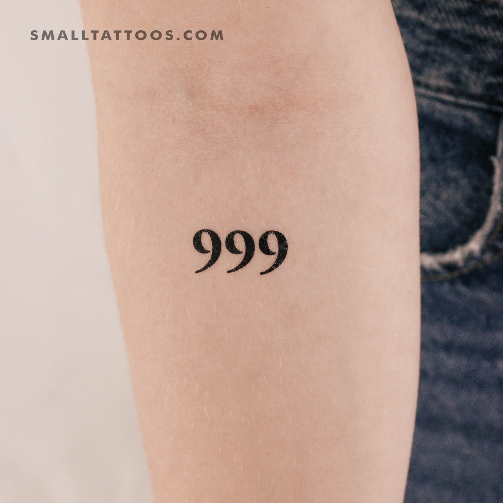 Tatuaje temporal del número angelical 999 (juego de 3)